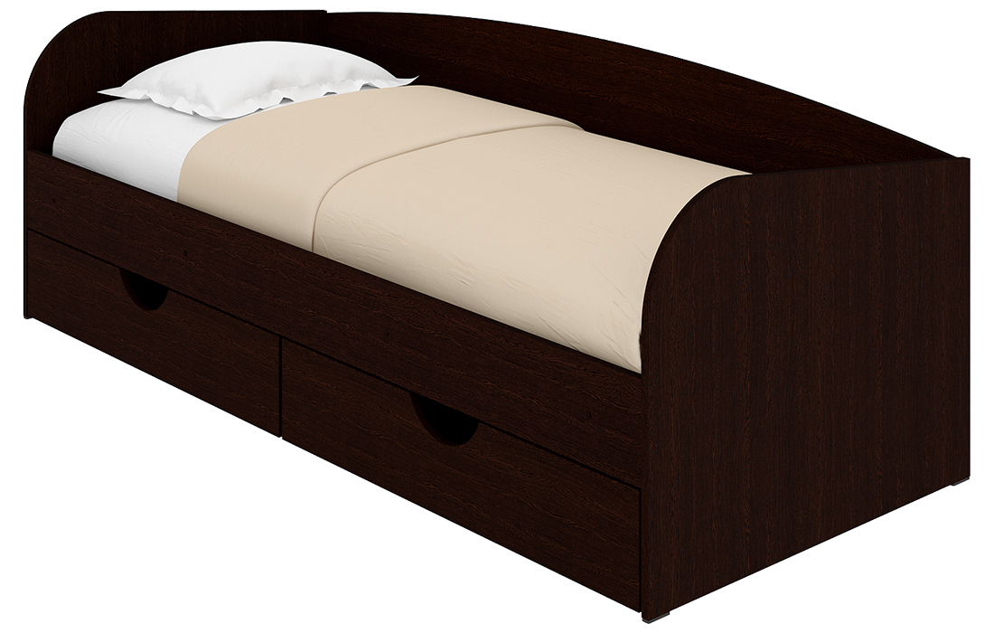 Ліжко односпальне Соня-3 Пехотін • 80х190 • З шухлядами • Венге