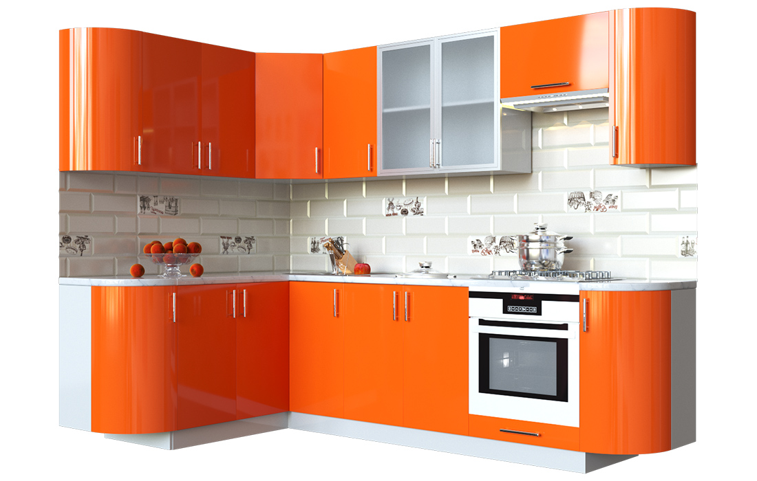 Кухня кутова Мода МДФ, 150x260 см, Оранж