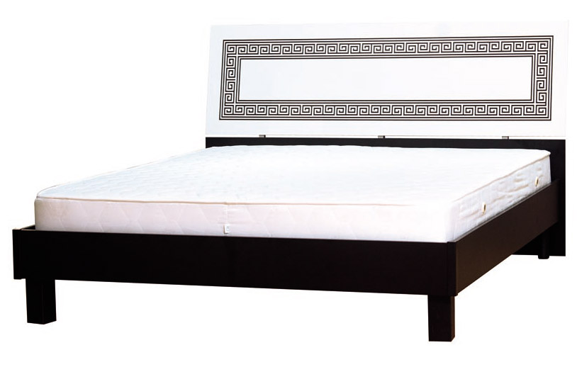 Кровать двуспальная Basia Nova Olympia 160х200 без ламелей • Черный + Белый Лак