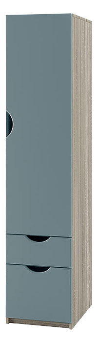 Пенал Savanna • 400x525x1800 • Дуб Крафт Сірий + Блакитна лагуна