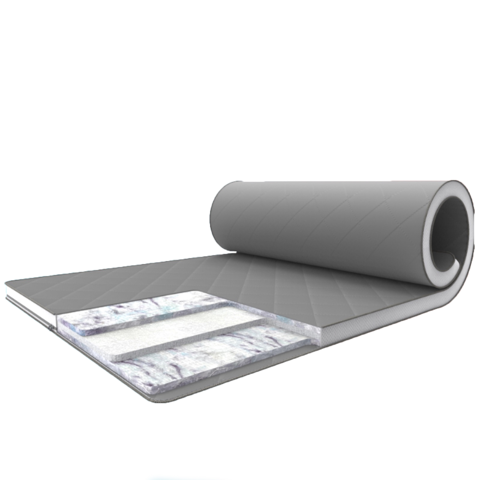 Тонкий матрас-топпер Family Sleep Gray-White Rain - 125х180 см