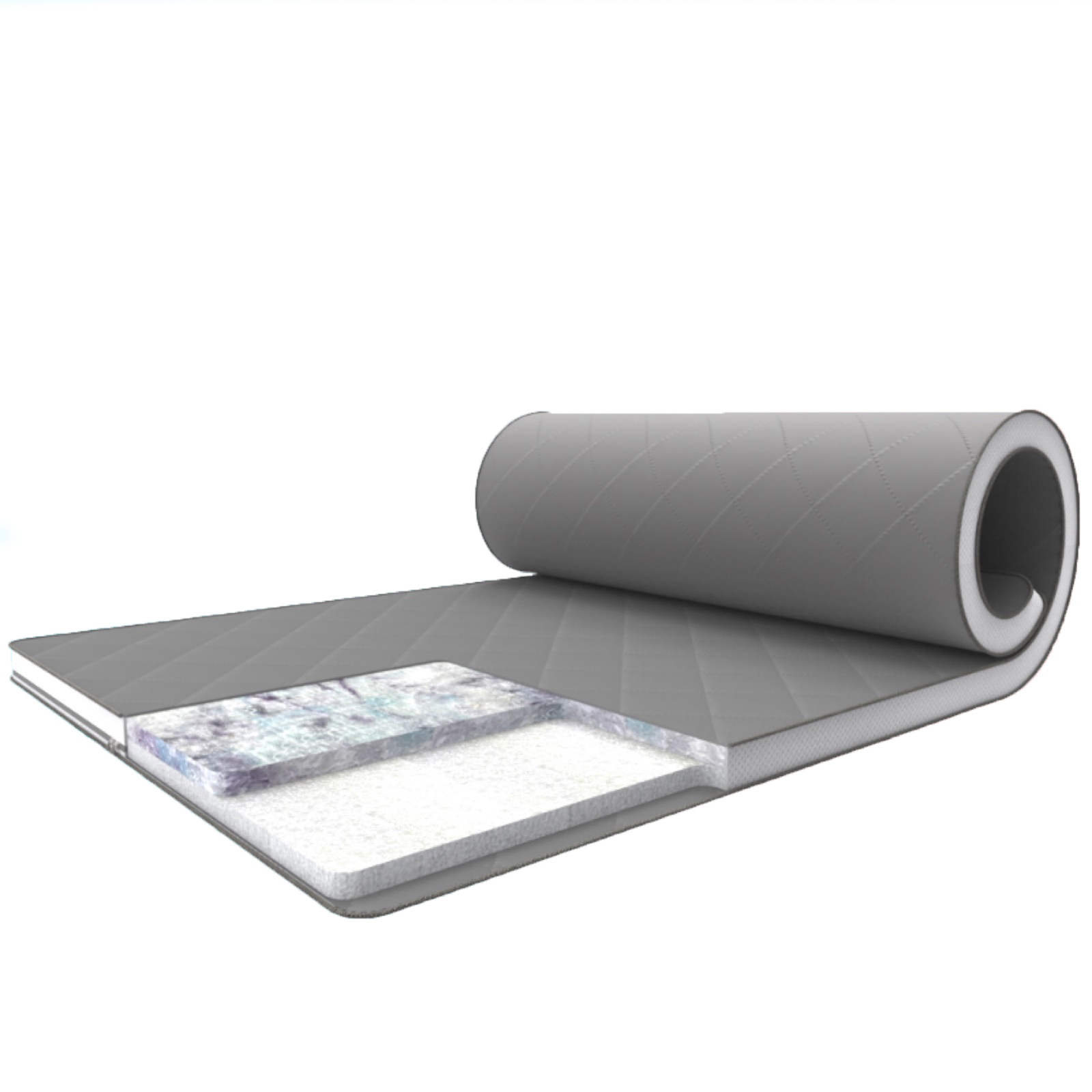 Тонкий матрац-топер Family Sleep Gray-White Shine - 65х190 см