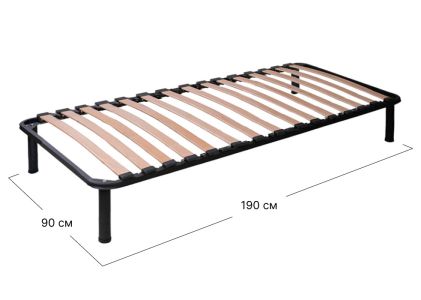Каркас ліжка односпальний Софіно | 90x190 см | S - 6,5 см | З ніжками | Чорний