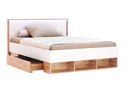 Ліжко з шухлядами Asti Junior 140x200 см ( без ламелей ) • Дуб Крафт + Глянець Білий • AS-134-WB