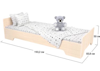 Ліжко односпальне Софіно КДО-005 | Спальне місце 80x190 см | 16 мм | Дуб молочний