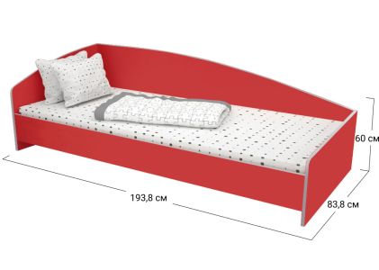 Ліжко односпальне Софіно КДО-002 | Спальне місце 80x190 см | 18 мм | Червоний