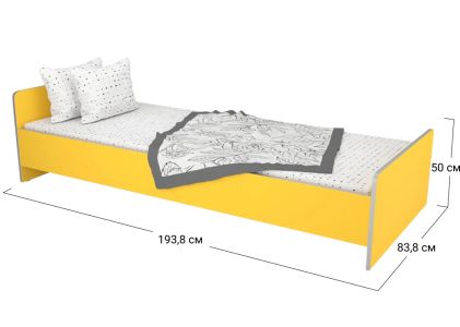 Ліжко односпальне Софіно 1938x838x500 | Спальне місце 80x190 см | Жовтий