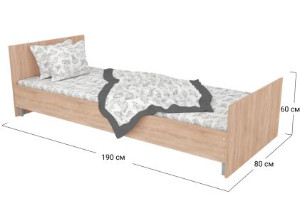 Ліжко односпальне Софіно ЛО-1 | Спальне місце 80x190 см | Дуб сонома