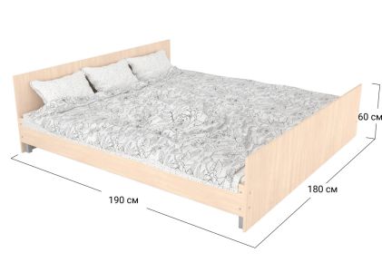 Ліжко двоспальне Софіно ЛО-1 | Спальне місце 180x190 см | Дуб молочний