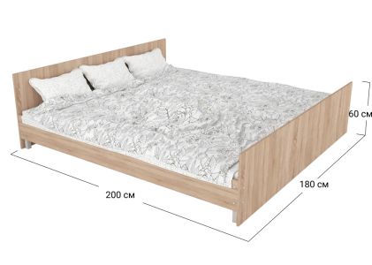 Ліжко двоспальне Софіно ЛО-1 | Спальне місце 180x200 см | Дуб сонома