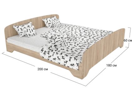 Ліжко двоспальне Софіно ЛО-2 | Спальне місце 180x200 см | Дуб сонома