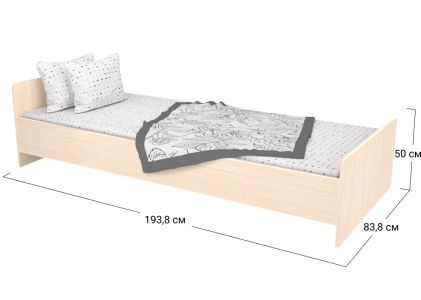 Ліжко односпальне Софіно 1938x838x500/16 | Спальне місце 80x190 см | 16 мм | Дуб молочний