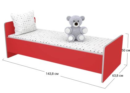 Ліжко односпальне Софіно 1438x638x500/18 | Спальне місце 60x140 см | 18 мм | Червоний
