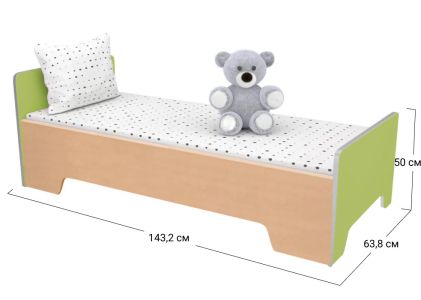 Ліжко односпальне Софіно КДО-005 | Спальне місце 60x140 см | 18 мм | Бук + Зелена вода