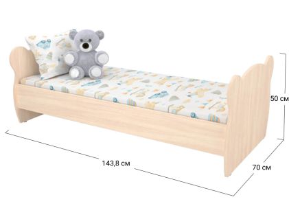 Ліжко односпальне Софіно КДФ-001 | Спальне місце 60x140 см | 16 мм | Дуб молочний
