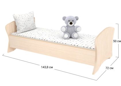 Ліжко односпальне Софіно КДФ-003 | Спальне місце 60x140 см | 16 мм | Дуб молочний