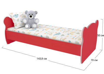 Ліжко односпальне Софіно КДФ-001 | Спальне місце 60x140 см | 18 мм | Червоний