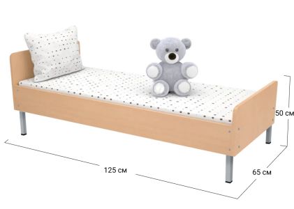 Ліжко односпальне Софіно 1250x650x500 | Спальне місце 60x120 см | Сірий глянець + Бук