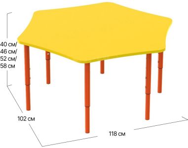 Дитячий шестимісний столик Софіно модель 2718 | 118x102x40(58) см (ДxШxВ)