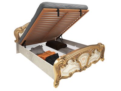 Ліжко Міромарк «Реджина» 160х200 (З механізмом ламелі крок 6,5 см) Радіка беж + Золото