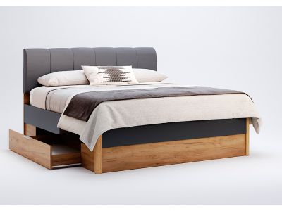Ліжко Міромарк «Рамона (М)» 180х200 (З ламелями преміум крок 2,5 см) Дуб крафт + Мат лава
